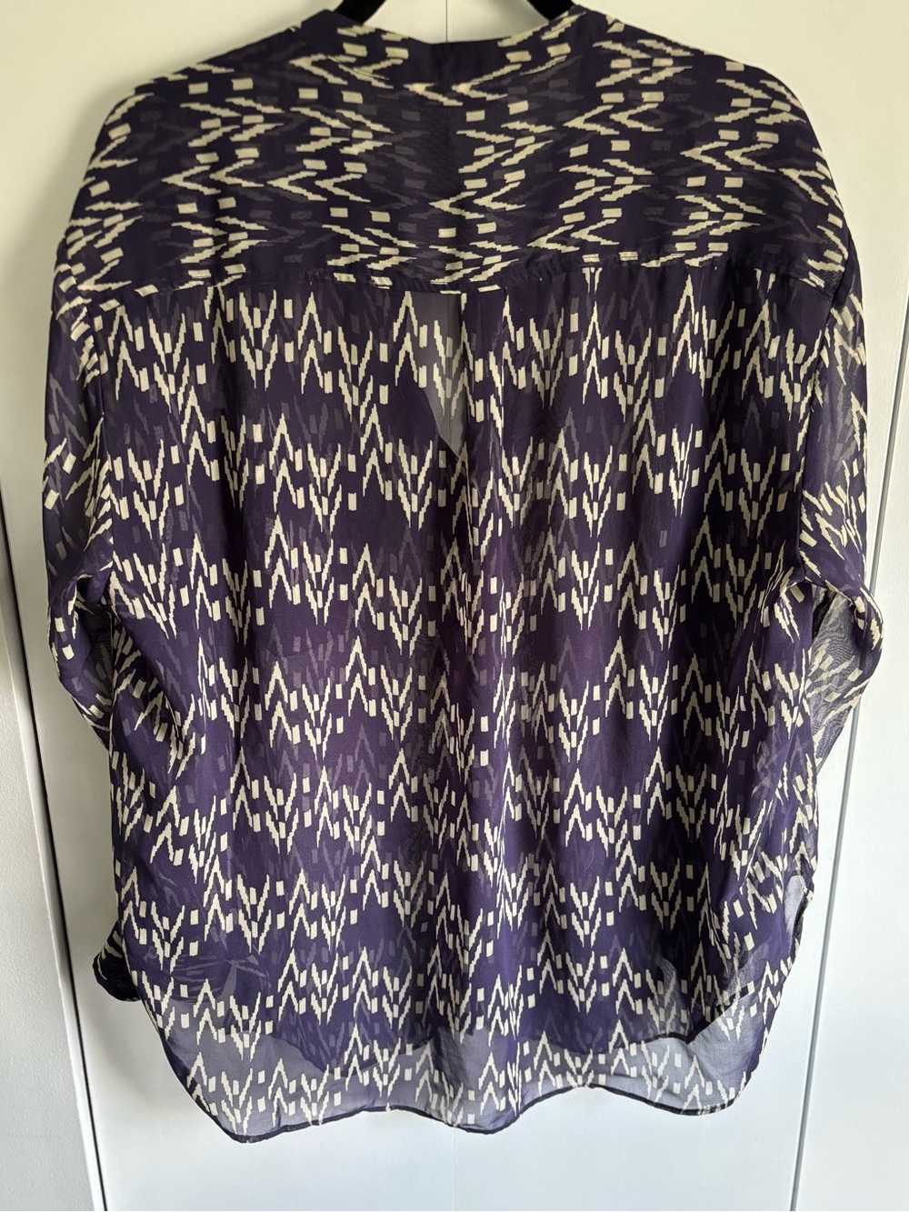 Zara Sheer Navy Patterned Tunic Large - Picture 7 of 13